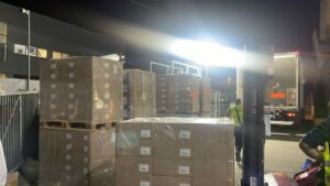 Some of the pallets of equipment being sent 1024x576 1
