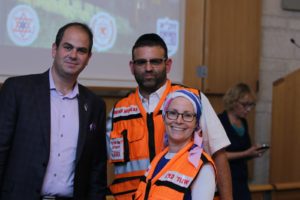 United Hatzalah Founder and President Eli Beer together with Dr. Joyce Morel and EMT Miki Cohen