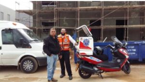 Nir Bazak and Meir Barel outside of the construction site in Gedera