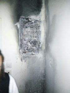 Electrical wiring that caused the building fire in Ashdod