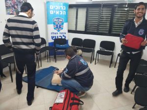 EMS veterans help train new recruits in Ashdod. 