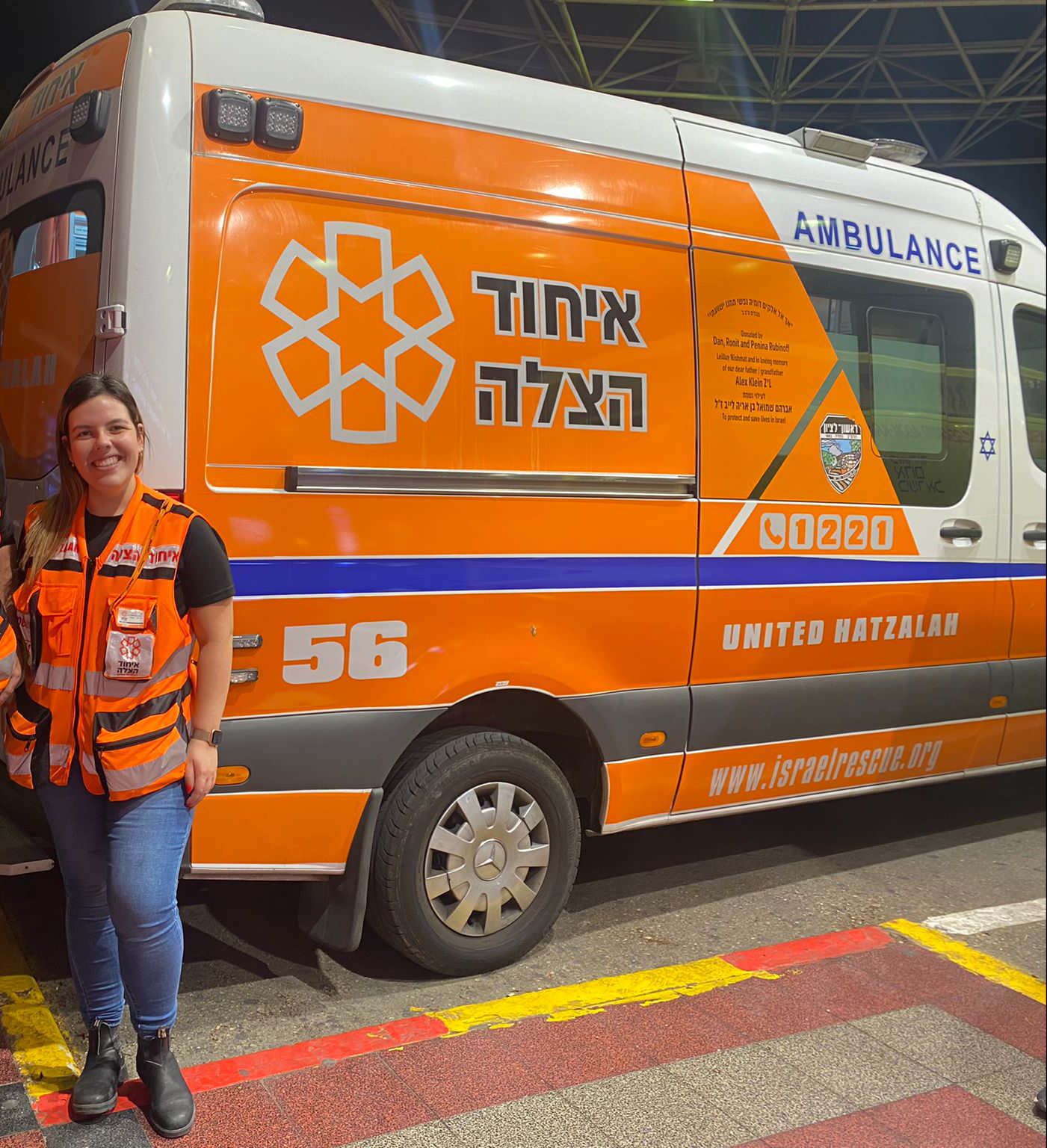 Dana Dicker with a UH ambulance after the emergency 1