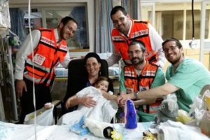 United Hatzalah EMS volunteers help out at Rambam hospital in Haifa as part of the hospital liaison program