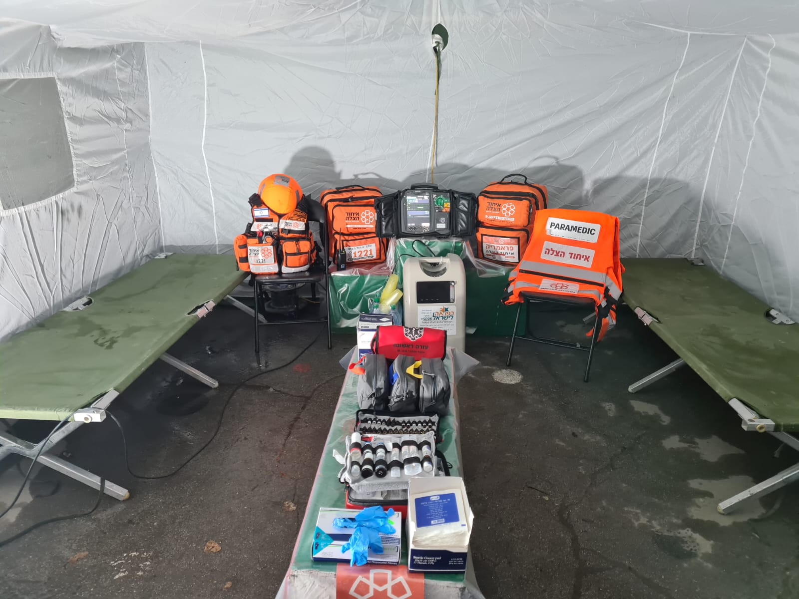 One part of the field hospital currently set up in Chisinau Moldova the field hospital awaits additional equipment and staff coming on the flight to begin operations 1