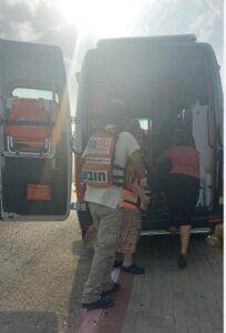 The victim of the attack stepping into the United Hatzalah ambulance 204x300 2