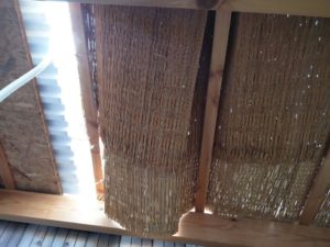 Roof of the Sukkah that saved a toddler's life who fell through it on Tuesday